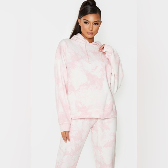 PRETTY LITTLE THING PINK TIE DYE HOODIE! B12 - Picture 1 of 8